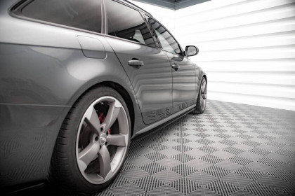 Prahové lišty V.2 Audi A4 / A4 S-Line / S4 B8  černý lesklý plast