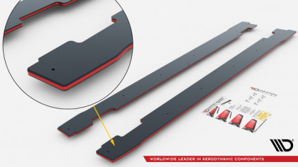 Prahové lišty Street pro + flaps Subaru WRX STI Mk1 černo červené