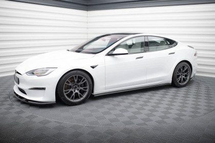 Prahové lišty V.2 Tesla Model S Plaid Mk1 Facelift černý lesklý plast