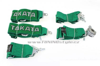 Sportovní pásy Takata 6-bodové green harness