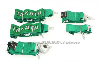 Sportovní pásy Takata replica 5-bodové green harness