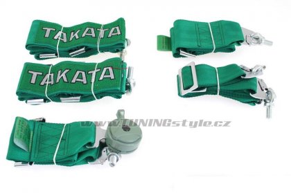 Sportovní pásy Takata replica 6-bodové green