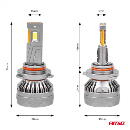 LED žárovky hlavního svícení HP Série HB3 9005 Full Canbus AMiO-03678