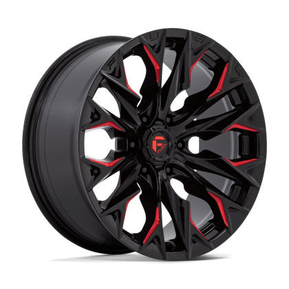 Alloy wheel D823 Flame Gloss Black Milled W/ Candy RED Fuel