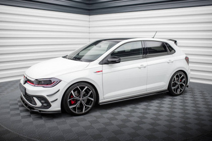 Prahové lišty Volkswagen Polo GTI Mk6 Facelift černý lesklý plast