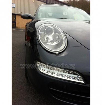 Denní světla LED s blinkrem Porsche 911/997 04-08 chrom