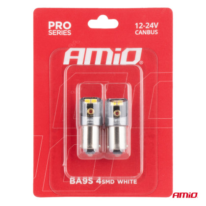 LED žárovky CANBUS PRO T4W BA9S 4x2016 SMD bílé 12V 24V AMIO-03579