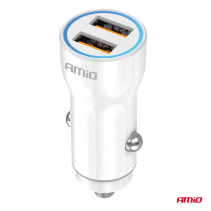 Nabíječka do auta 2xUSB-A 20W 12/24V AMiO-03879