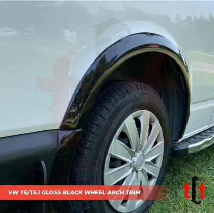 Plastové lemy blatníků pro VOLKSWAGEN Transporter T5/T5.1 2003-2015 (černý lesk) s TÜV