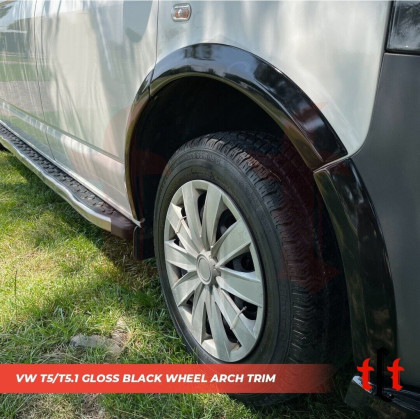 Plastové lemy blatníků pro VOLKSWAGEN Transporter T5/T5.1 2003-2015 (černý lesk) s TÜV