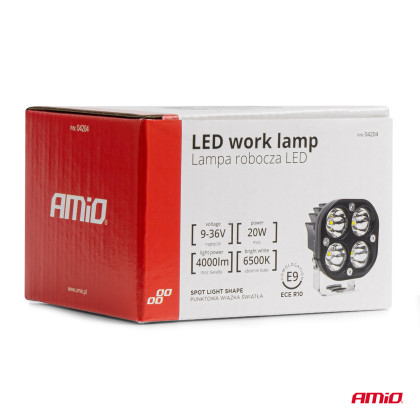 LED pracovní světlo AWL63 20W 6500K 4000lm 9-36V AMiO-04204