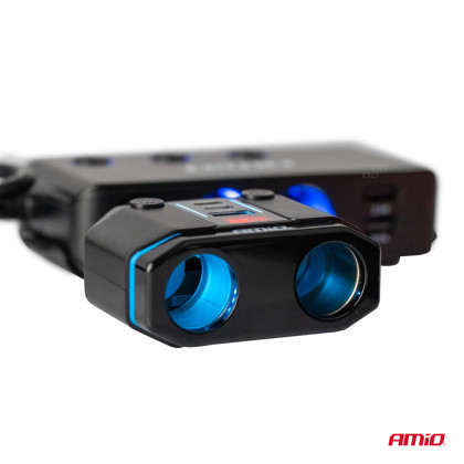 Dvojitá prodlužovací zásuvka PD30W PD20W QC3.0 12/24V max 200W AMIO-04174