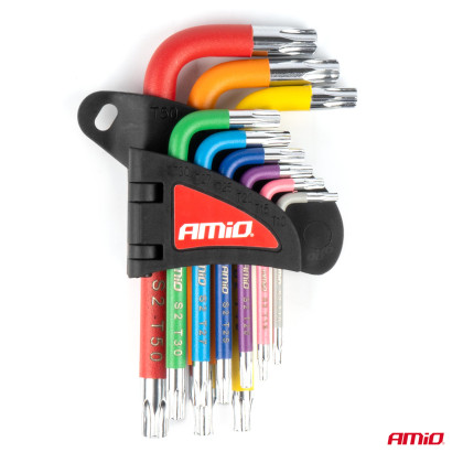 Imbusové TORX klíče z S2 oceli 9ks AMiO-04300