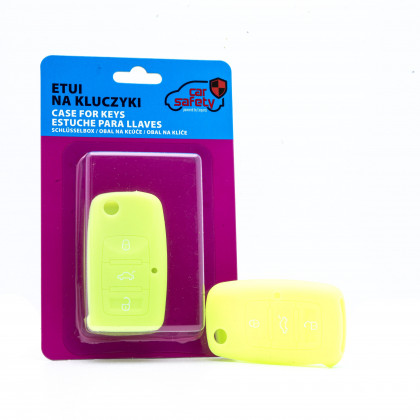 EPKC07 NEON GREEN CAR KEY COVER VOLKSWAGEN SKODA SEAT