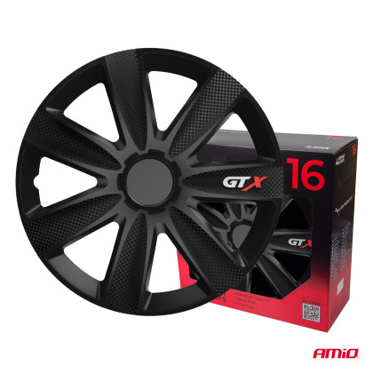 Poklice GTX 16” černý karbon sada 4ks COLOR BOX