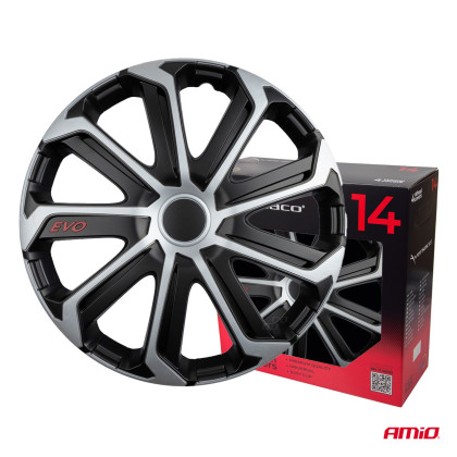 Poklice Evo 14" černo - stříbrná sada 4ks COLOR BOX