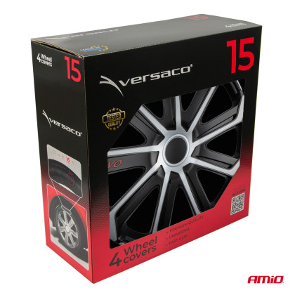 Poklice Evo 15" černo - stříbrná sada 4ks COLOR BOX