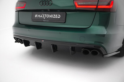 Zadní difuzor Audi S6 Avant C7 černý lesklý plast - double duplex