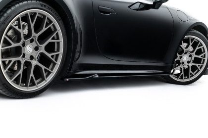 Prahové lišty V.1 Porsche 911 Carrera Sport Design 992 černý lesklý plast