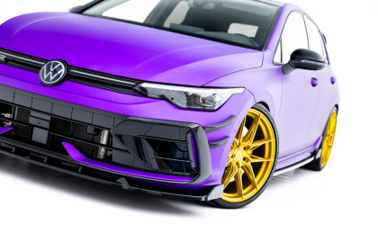 Spojler pod nárazník lipa V.3 + flaps Volkswagen Golf R Mk8 Facelift černý lesklý plast