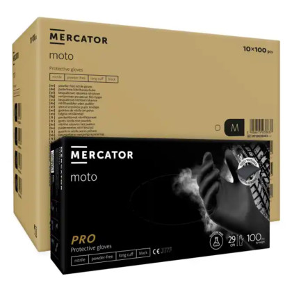 Nitrilové rukavice MERCATOR MOTO BLACK M 100ks