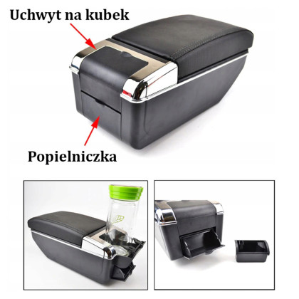 Univerzální loketní opěrka černý eko kůže / chrom
