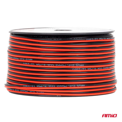 Dvojvodičový reproduktorový vodič CCA 2x0.75mm2 100m 3.75A AMIO-04457