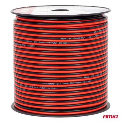 Dvojvodičový reproduktorový vodič CCA 2x1.5mm2 100m 7.5A AMIO-04459