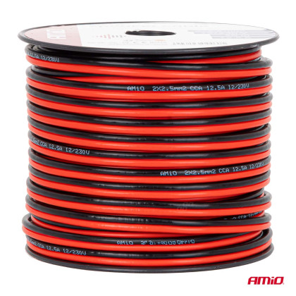 Jednožilový reproduktorový vodič CCA 2x2.5mm2 50m 12.5A AMIO-04460