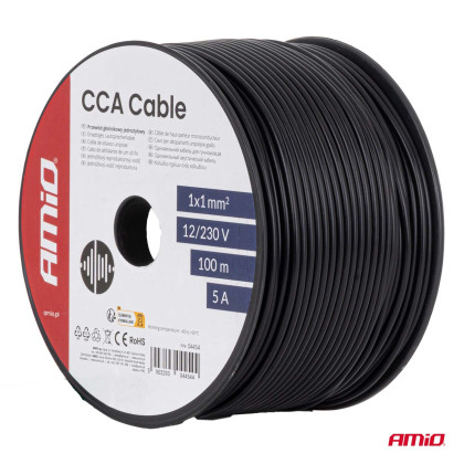 Jednožilový reproduktorový vodič CCA 1x1mm2 100m 5A 12/230V AMIO-04454