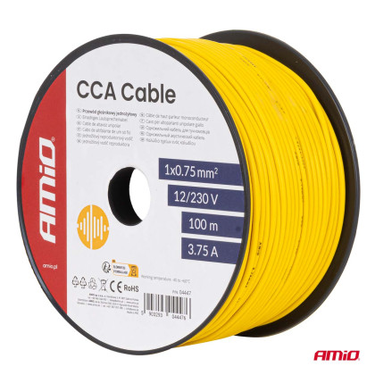 Jednožilový reproduktorový vodič CCA 1x0.75mm2 100m 3.75A 12/230V AMIO-04447