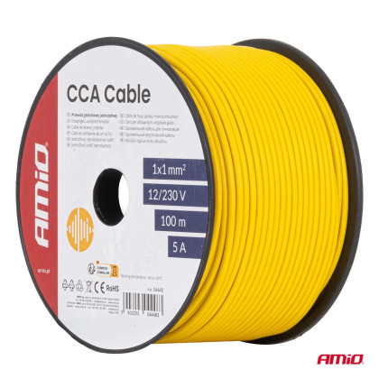 Jednožilový reproduktorový vodič CCA 1x1mm2 100m 5A 12/230V AMIO-04448