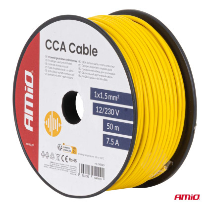 Jednožilový reproduktorový vodič CCA 1x1.5mm2 50m 7.5A 12/230V AMIO-04449
