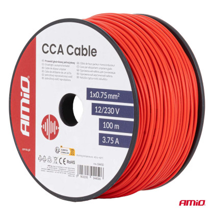 Jednožilový reproduktorový vodič CCA 1x0.75mm2 100m 3.75A 12/230V AMIO-04450