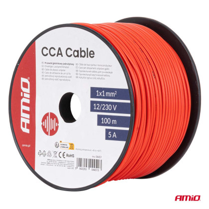 Jednožilový reproduktorový vodič CCA 1x1 mm2 100 m 5 A 12/230 V AMIO-04451