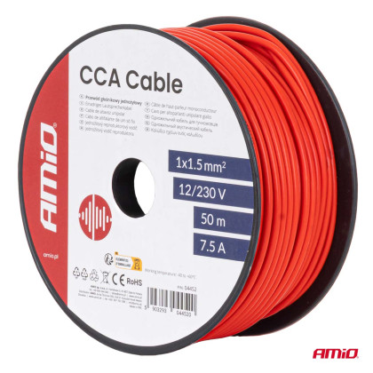 Jednožilový reproduktorový vodič CCA 1x1.5mm2 50m 7.5A 12/230V AMIO-04452