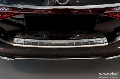 Nerezová ochranná lišta zadního nárazníku Avisa pro Mercedes klasa E W214 Sedan stříbrná lesklá