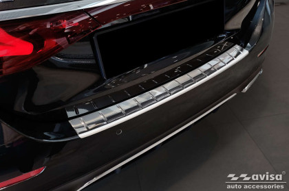 Nerezová ochranná lišta zadního nárazníku Avisa pro Mercedes klasa E W214 Sedan stříbrná lesklá