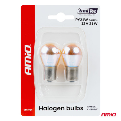 Halogenové žárovky PY21W 12V21W BAU15S Lumitec AMBER CHROME 2ks AMiO-04627