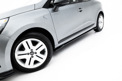 Prahové lišty Renault Clio Mk5 Facelift černý lesklý plast