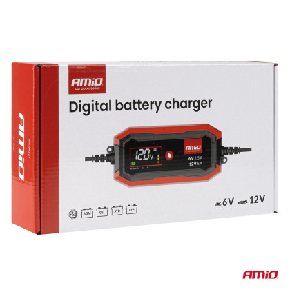 Nabíječka digitální AGM GEL STD LiFePo4 MAX 5A 6/12V PRO AMIO-04527
