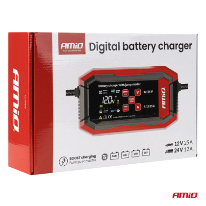 Nabíječka digitální BOOST AGM GEL STD LiFePo4 MAX 25A 12/24V PRO AMiO-04530