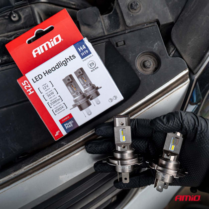 LED žárovky hlavního svícení Série H25 CANBUS H4 H19 12V 36W AMIO-04711