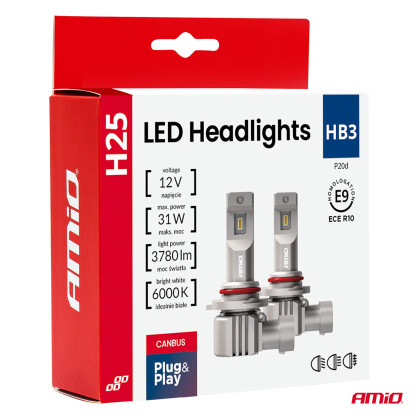 LED žárovky hlavního svícení Série H25 CANBUS HB3 9005 12V 31W AMIO-04714