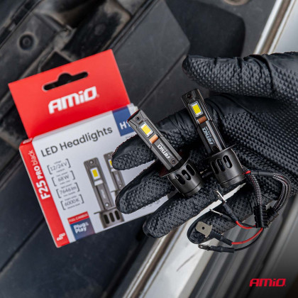 LED žárovky hlavního svícení Série F25 PRO BLACK FULL CANBUS H1 68W 12V 24V AMIO-04717