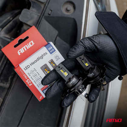 LED žárovky hlavního svícení Série F25 PRO BLACK FULL CANBUS H4 H19 70W 12V 24V AMIO-04719
