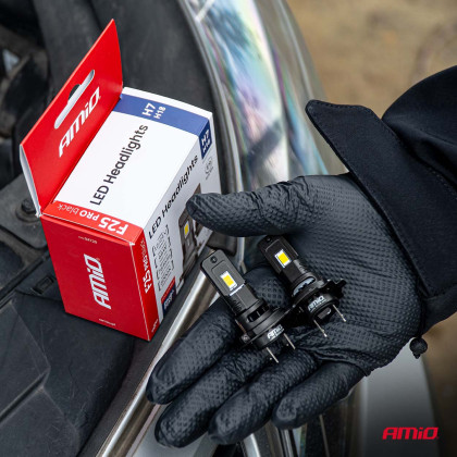 LED žárovky hlavního svícení Série F25 PRO BLACK FULL CANBUS H7 68W 12V 24V AMIO-04720