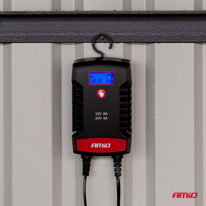 Nabíječka digitální AGM GEL STD LiFePo4 MAX 8A 12/24V PRO HOOK AMIO-04533