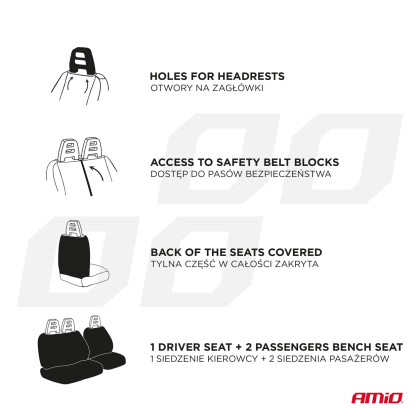 Sada univerzálních předních potahů na sedadla pro dodávky SC-01 AMIO-04601