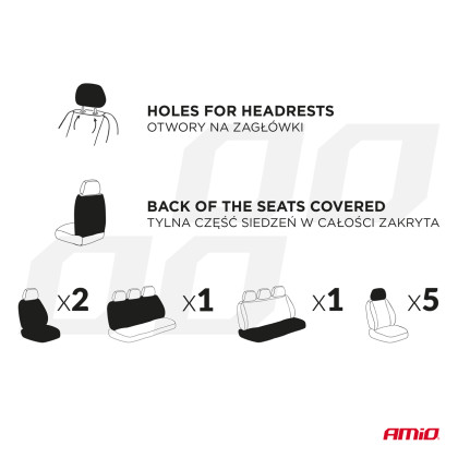 Sada univerzálních předních a zadních potahů na sedadla SC-04 AMIO-04604